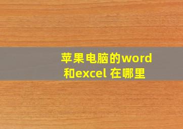 苹果电脑的word和excel 在哪里